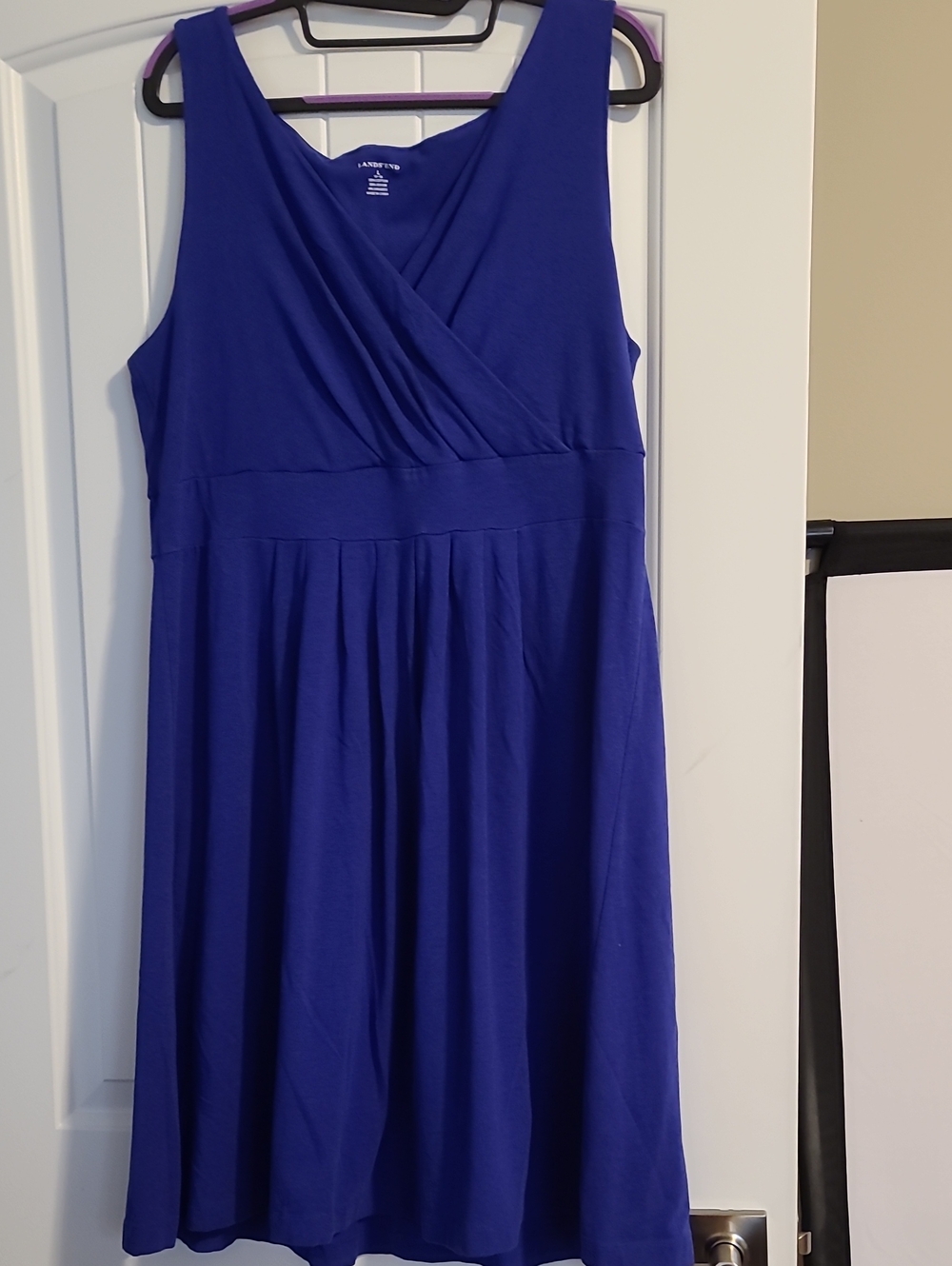 Lands' End Sleeveless Cobalt Blue Surplice Dress